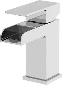 Modern Bathroom Waterfall Basin Sink Mixer Tap Mono Square Single Lever Chrome - Picture 1 of 12