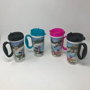 Lot of 4 Disney Parks Reusable Rapid Fill Souvenir Cups Travel Mugs w/ Lid - Picture 1 of 10