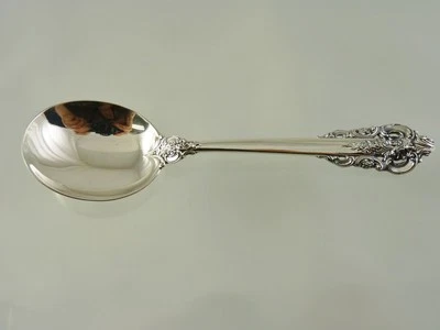 GRANDE COLHER DE SOPA DE CREME BARROCO 1941 REDONDA POR WALLACE SILVERSMITHS - Imagem 1 de 4