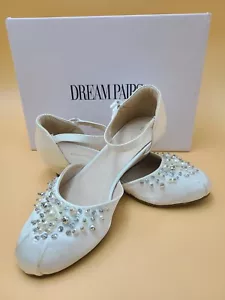 DREAM PAIRS Girls Wedge Dress Shoes Wedding Shoes Pearls and Rhinestones SIZE: 3 - Picture 1 of 4