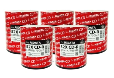 500 RIDATA Blank 52X CD-R CDR Branded Logo 700MB Recordable Media Disc 5x100pk - Image 1 of 4