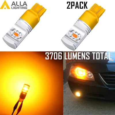 Alla Lighting 7443 ETI-LED Turn Signal DRL Side Marker Light Bulbs,Amber Yellow - Image 1 of 4