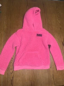 PUMA Hoodie Girls Youth Size Medium Pink Long Sleeve Pocket Pullover 8-10 - Picture 1 of 5