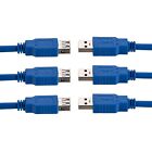 3x 15ft USB 3.0 Extension Cable Type A Male to A Female Extender HIGH SPEED Blue