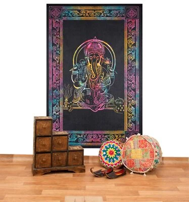 UV Tuch Ganesha Tagesdecke Wandbehang Deko Goa UV Schwarzlicht  ca. 200 x 135cm  - Bild 1 von 4