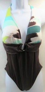 Traje de baño 2 bambú de una pieza para mujer talla 12 halter multicolor - Imagen 1 de 11