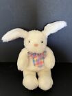 VTG Hallmark Bunny Rabbit Plush Plaid Pastel Gingham StuffedAnimal Bow Tie White
