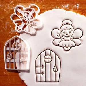 Set of 2 Fairy & Door cookie cutters - garden tea party magical enchanted forest - Picture 1 of 6