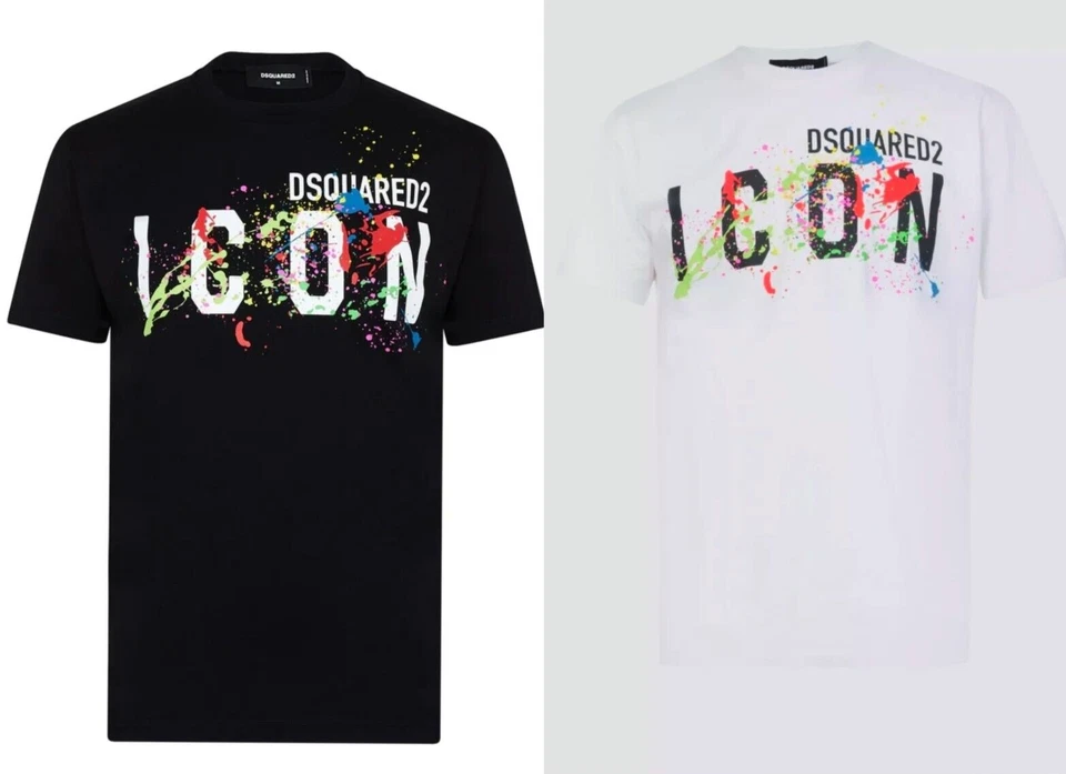 DSQUARED2 ICON SPLASH White/Black T-SHIRT S to XXL UK SIZE FREE FAST DELIVERY DQ - Image 1 of 4