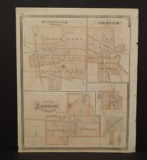 Indiana Map Waterloo Township or Engraving 1876 Special Purchase! Reverse K16#17