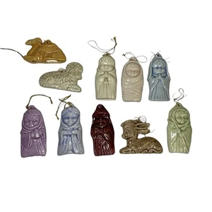 Vintage Nativity Ornaments Alberta Ceramic 10 Pc Christmas - Picture 1 of 11