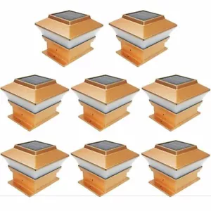 8 PK 2-SMD Outdoor 4X4 Garden Solar Copper Post Deck Cap Square Fence Light 244A - Picture 1 of 12