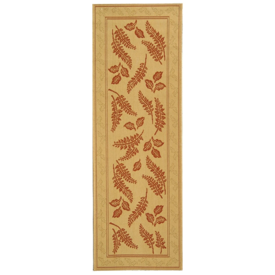 Indoor/Outdoor Ferns Natural/Terracotta Runner Rug 2' 3 x 6' 7 - Image 1 of 1