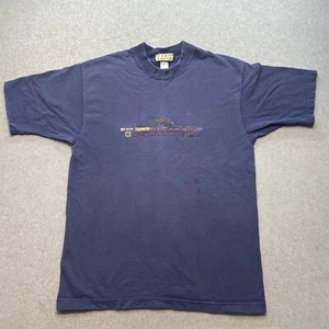 Camp David Men's Blue Fishing Rod Jackson Hole Embroidered TShirt Made In USA - Picture 1 of 6