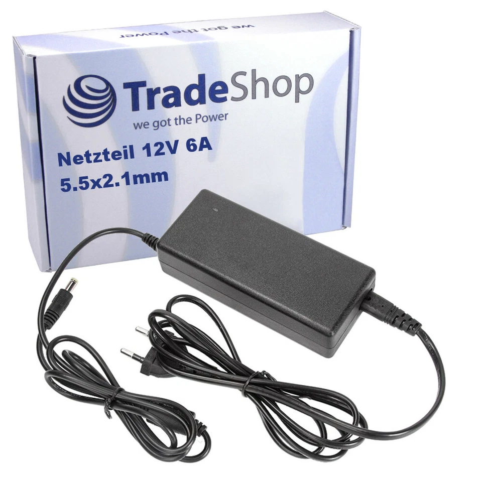 TRADE-SHOP Netzteil 12V 6A Ladekabel Ladegerät für CCTV Sicherheits- / Überwachungskamera
