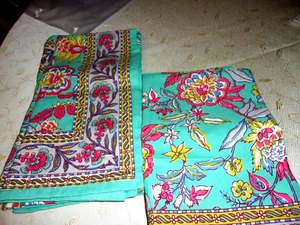 World Market Cotton Fabric Napkin Set- Turquoise Floral- Colorful- New- 4 - Picture 1 of 7