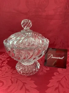 FLAWLESS Exquisite BACCARAT Art Glass BAMBOUS Crystal PEDESTAL DISH BOWL & LID - Picture 1 of 11