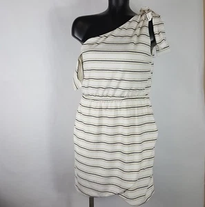 Vestido Sabo Falda a Rayas Corbata Única Hombro Imperio Forrado de Cintura Talla L - Imagen 1 de 9