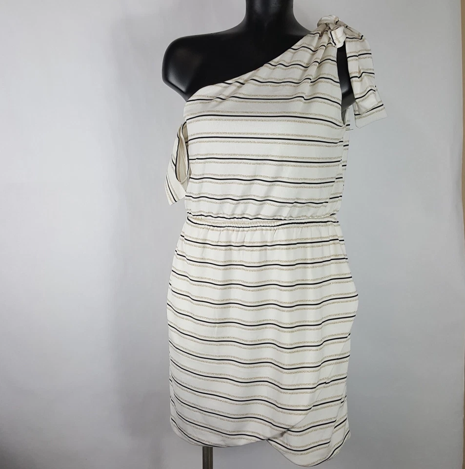 Sabo Skirt Striped Romper Single Tie Shoulder Empire Waist Lined Dress Size L - Image 1 of 4