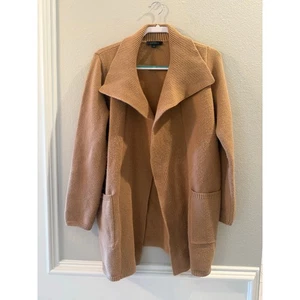 Ann Taylor Cardigan vorne offen camel/hellbraun Schalkragen Gr. M Taschen Pullover - Bild 1 von 6