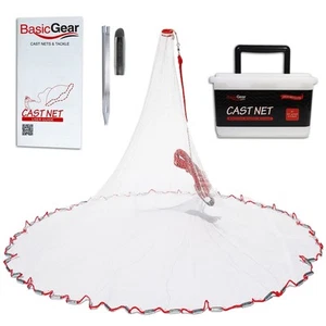 Cast Net | Zinc Iron, 5ft Radius, 1/4 inch Mesh for Freshwater and Saltwater ... - Bild 1 von 8