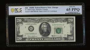 DBR 1969-B $20 FRN Chicago Gem Fr. 2069-G PCGS-B 65 PPQ Serial G88790954B - Picture 1 of 2