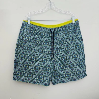 Bañador Coolibar azul y amarillo con patrón de diamantes para hombre talla L Foto 1 de 4