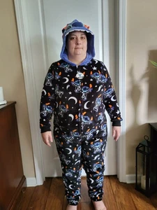 2025 Disney Stich Fleece One Pc Pajama Halloween Costume w/ Hoodie Unisex L - Picture 1 of 6