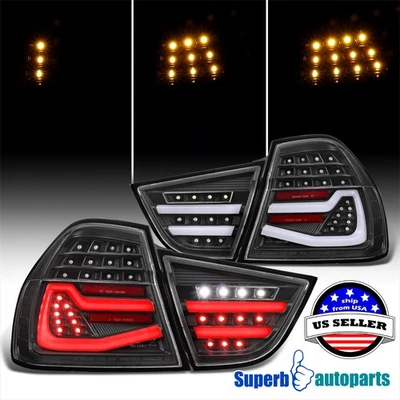 For 2009-2011 BMW E90 3-Series Matte Black Full LED Tail lights Sequential Turn Foto 1 de 4