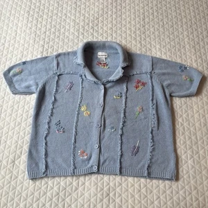 Vintage Breckenridge Damen Strickjacke Boxy Pullover XL bestickt Blumen Cottagecore - Bild 1 von 18
