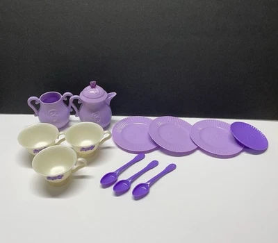 Juego de té de plástico Barbie Mattel 1996 vintage púrpura lavanda 13 piezas Foto 1 de 4