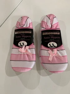 The Original Skidders Women's Satin Slippers PINK STRIPE SIZE SMALL 2 Pair - Picture 1 of 2