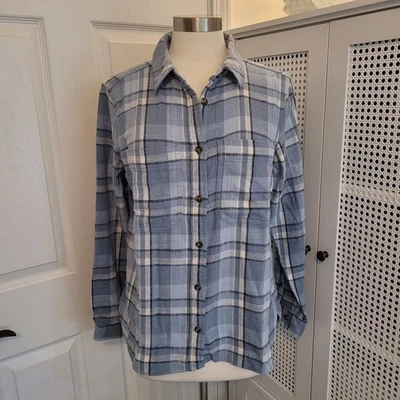 Camisa a Cuadros LL Bean 1912 Field Franela Azul Niebla Talla Mediana Para Mujer Foto 1 de 4