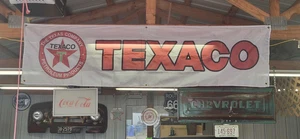 CUSTOM TEXACO GAS OIL BANNER MURAL MANCAVE 2x8ft - Picture 1 of 3