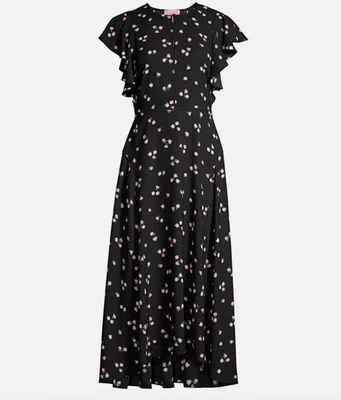 Vestido para mujer Kate Spade Ditsy Begonia negro floral manga acampanada talla 12 Foto 1 de 4