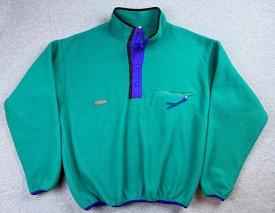 Columbia Vintage Fleece 90s Purple Green Snap Pullover Made USA Men’s XL - Image 1 of 4