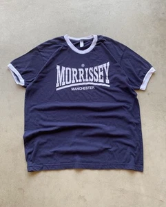 Vintage Morrissey The Smiths Band Ringer Tee Shirt Navy New Wave 80s Goth Punk - Picture 1 of 7