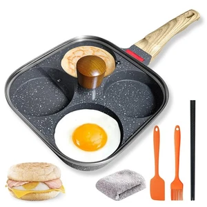 4‑Cup Nonstick Egg Pan Set with Lid – Aluminum Omelette Skillet for Breakfast... - Picture 1 of 7