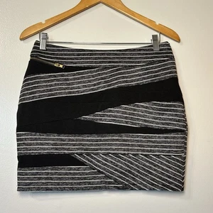 Miss Me Vintage Y2K enger Minirock schwarz gestreift Reißverschluss Gr. Large Grunge Goth - Bild 1 von 8