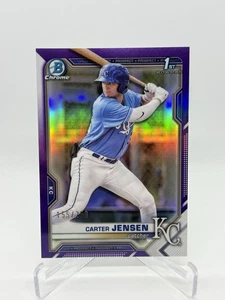 2021 1st Bowman Chrome Draft Carter Jensen Purple Parallel /250 #BD-106 Royals - Picture 1 of 2