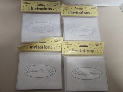 Lote de 4 invitaciones blancas de compromiso para fiesta y boda ducha paquete de 8 (32 tarjetas) Foto 1 de 4