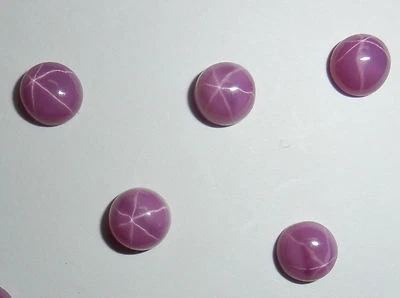 Opaque Star Ruby Round 6x6 mm Cabochon 6 Rayed Lab-created Stone 5 pieces Lot - Image 1 of 4