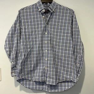 Vineyard Vines Hemd Herren blau Gingham Karo klassische Passform Wal Logo Baumwolle Large - Bild 1 von 6