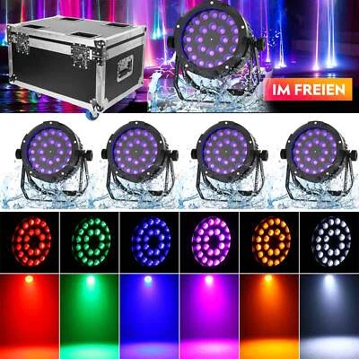 4x IP67 Wasserdichte 300W Par Strahler DMX 24 LED 6in1 RGBWA+UV Bühnenlicht+Case - Bild 1 von 4