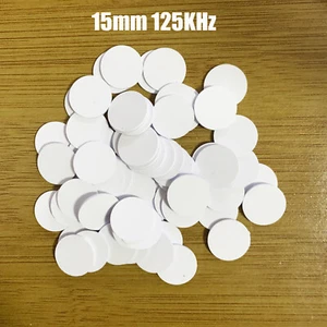50pcs 15mm EM4100 EM4200 125KHz RFID Proximity Induction Round Tag Small Card - Imagen 1 de 4