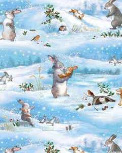 Grandma's Christmas Wish Quilting Fabric Snow Play Michael Miller 46x112cm - Picture 1 of 1