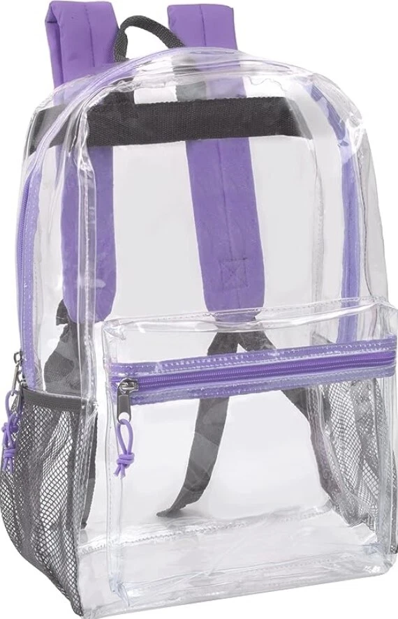 Mochila Transparente Resistente de Bolsa para Libros para Mujeres Hombres 16" Transparente Espalda Grande Foto 1 de 4