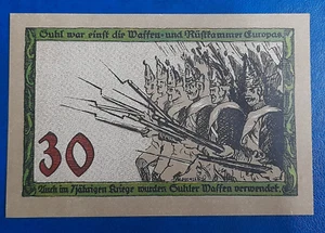 SUHL NOTGELD 30 PFENNIG 1922 EMERGENCY MONEY GERMANY BANKNOTE (29153) - Picture 1 of 2