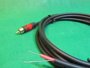 2 Ft DC PRO Speaker Subwoofer Shielded Cable, Gold RCA to Bare Wire. - Picture 1 of 2