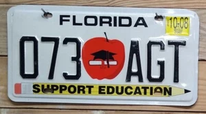 Etiqueta automática de matrícula vencida de Florida Support Education ~ 073AGT ~ en relieve - Imagen 1 de 1